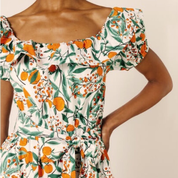 Rachel Parcell Printed Cotton Shirt Dress In Orange Blossom Cream NWT Size 0 - Picture 3 of 16